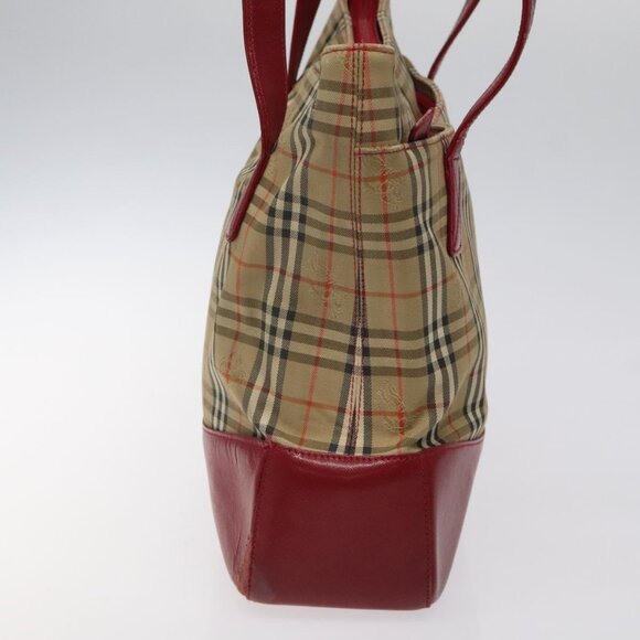 BURBERRY Nova Check Tote Bag Canvas Beige Gold Auth - Picture 5 of 16